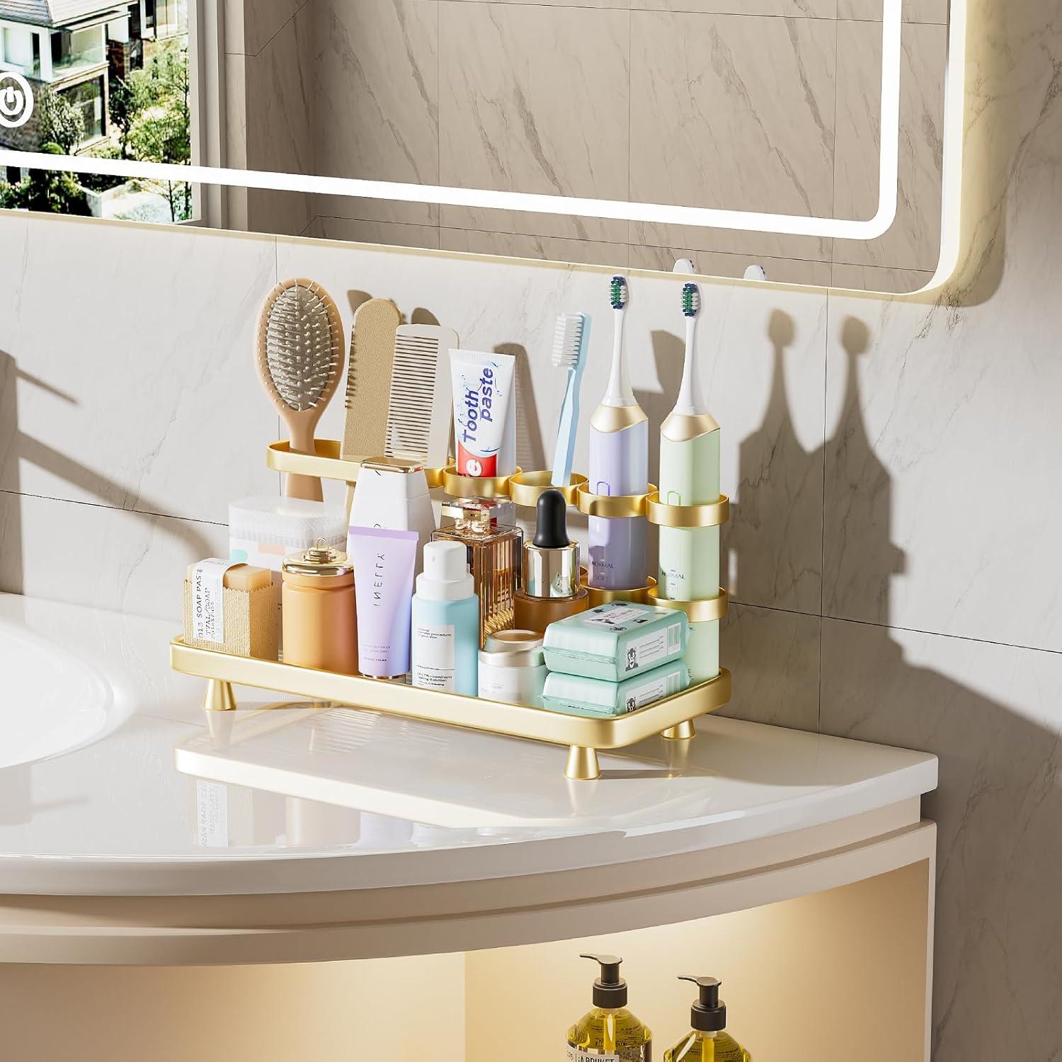 Soporte Organizador de Cepillos de Dientes YOOLENS Dorado 5 Ranuras