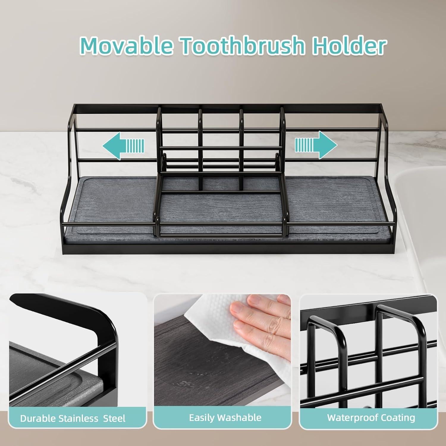 Soporte para Cepillos de Dientes NANAGIFTREE 7350 Negro Secado Rápido