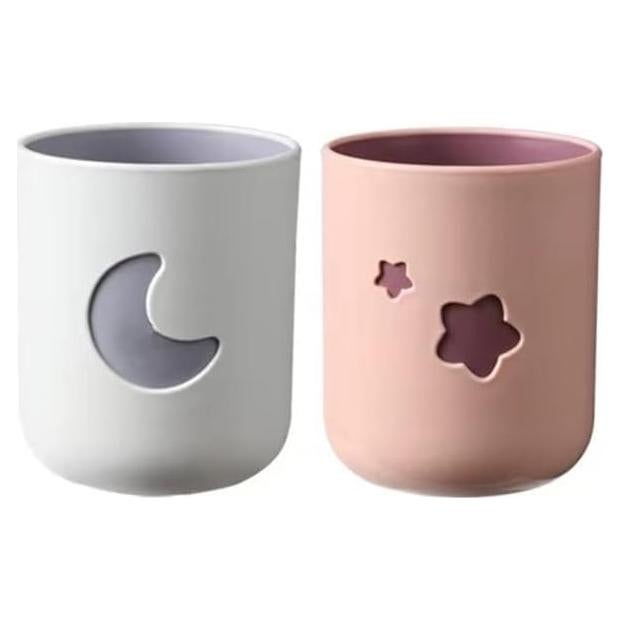 Vasos de Dientes RabyLeo Rosa y Blanco - 2 Piezas 400 ml