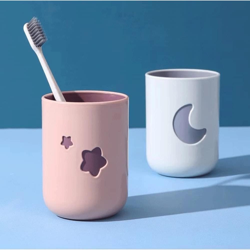 Vasos de Dientes RabyLeo Rosa y Blanco - 2 Piezas 400 ml