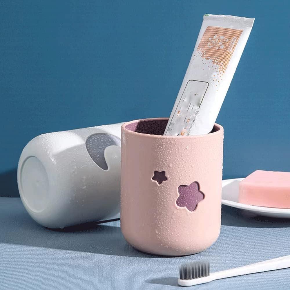 Vasos de Dientes RabyLeo Rosa y Blanco - 2 Piezas 400 ml