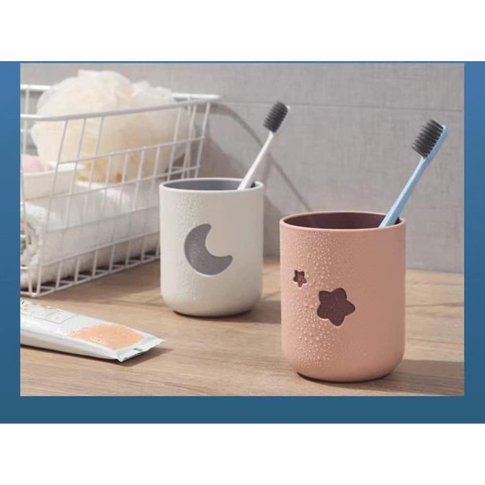 Vasos de Dientes RabyLeo Rosa y Blanco - 2 Piezas 400 ml