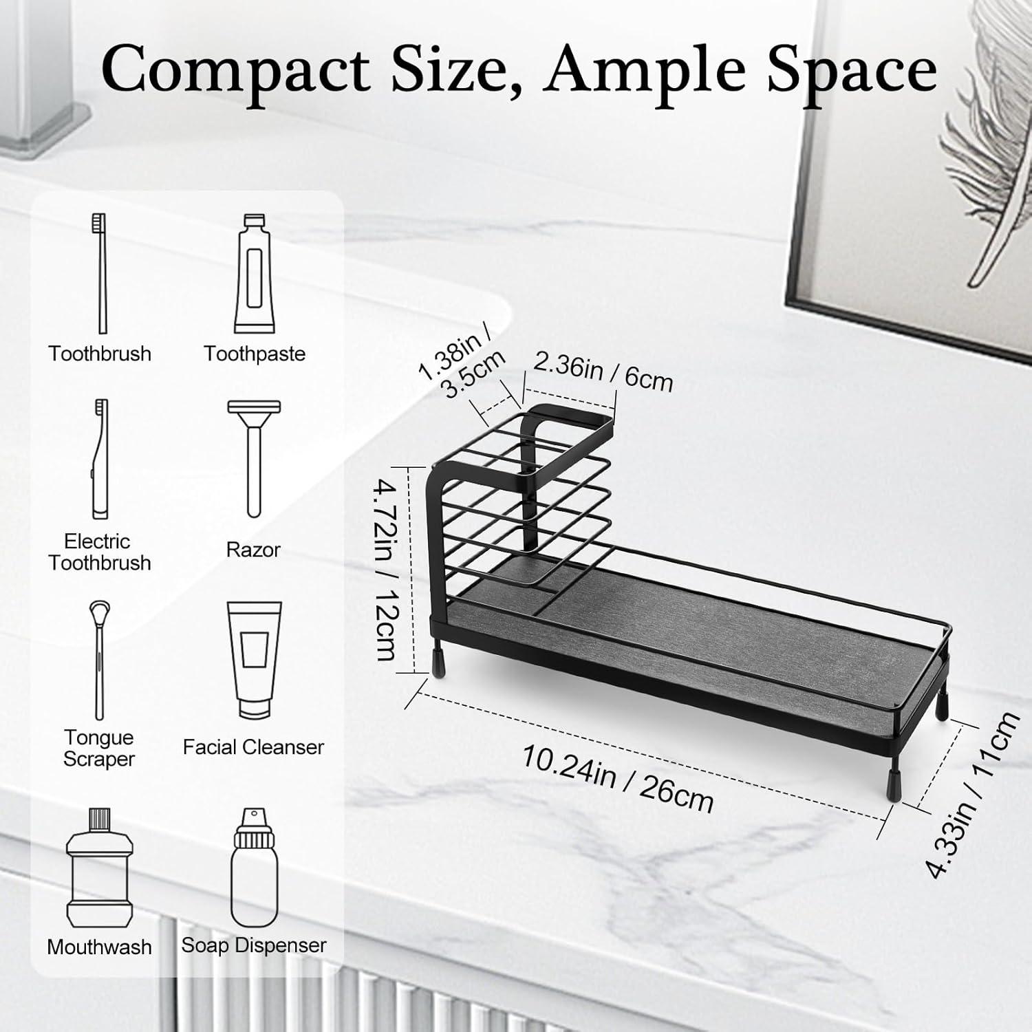 Soporte para Cepillos de Dientes Luxspire Acero Inoxidable Negro