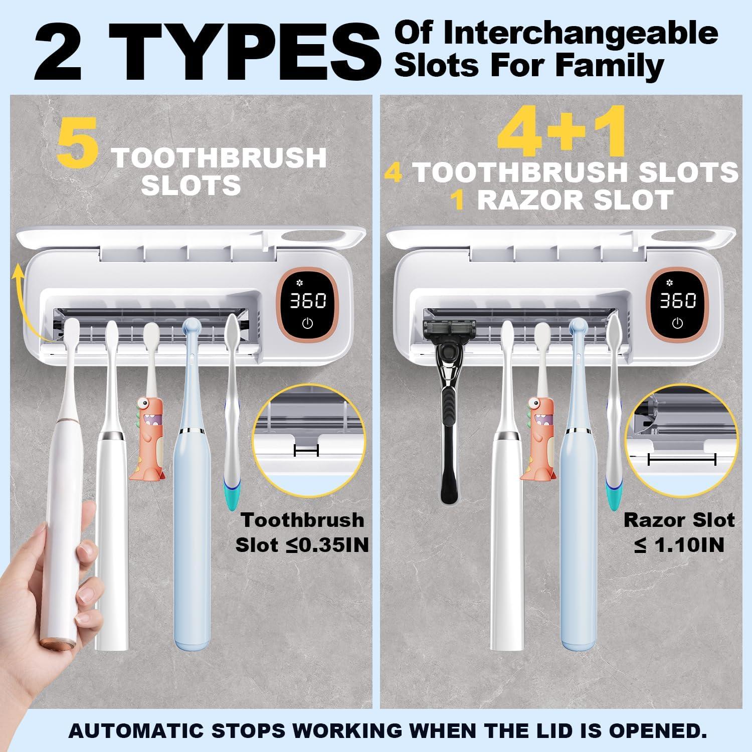 Soporte de Cepillos de Dientes DRMXBU con Luz UV y Secado Rápido
