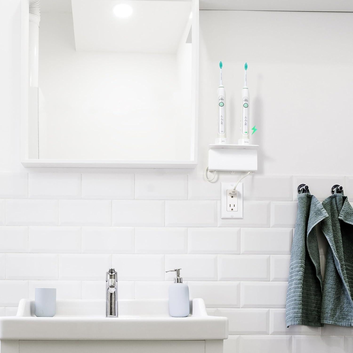 Soporte de Cepillo de Dientes Eléctrico OAPRIRE Blanco Montado en Pared