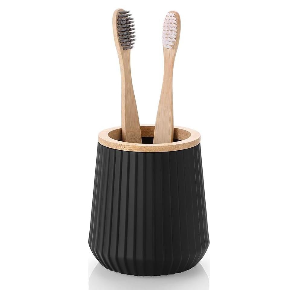 Soporte para Cepillos de Dientes YAUKPH Bambú Negro Mate