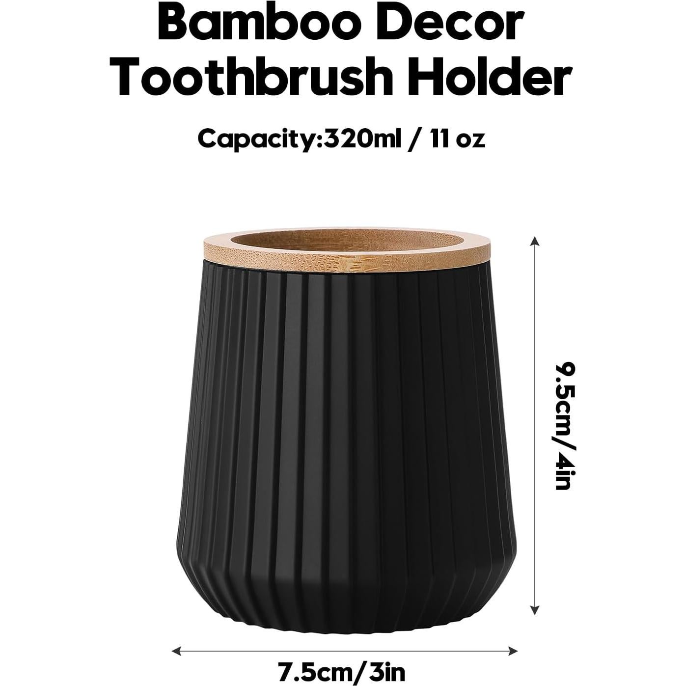 Soporte para Cepillos de Dientes YAUKPH Bambú Negro Mate