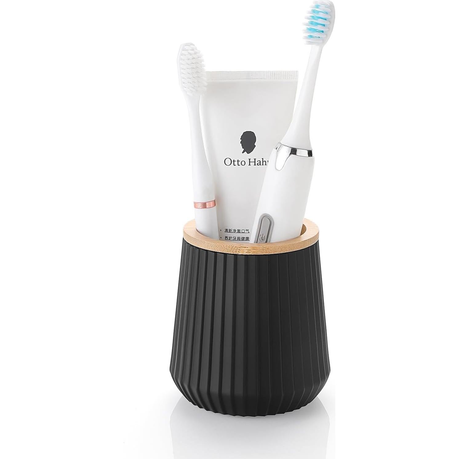 Soporte para Cepillos de Dientes YAUKPH Bambú Negro Mate