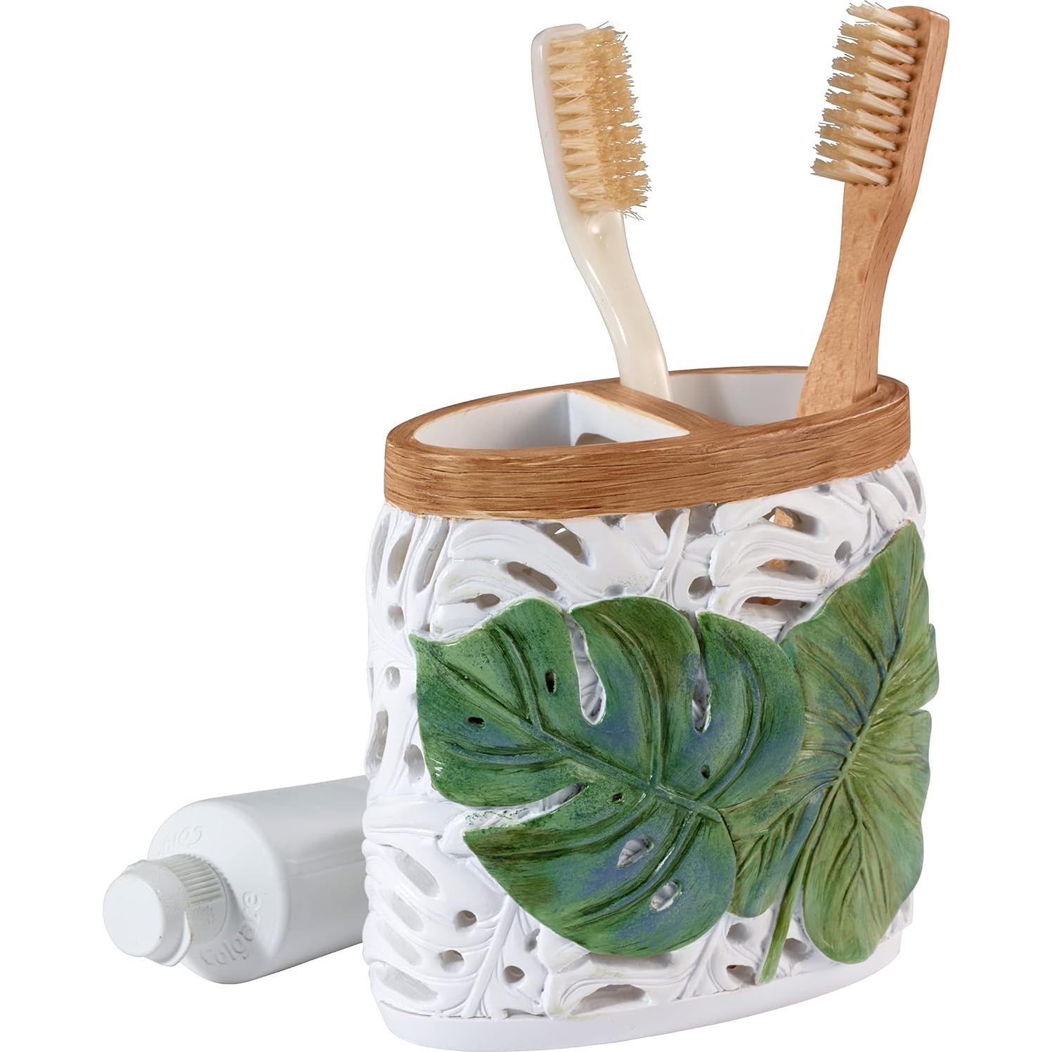 Soporte para Cepillos de Dientes Avanti Viva Palm - Resina Verde