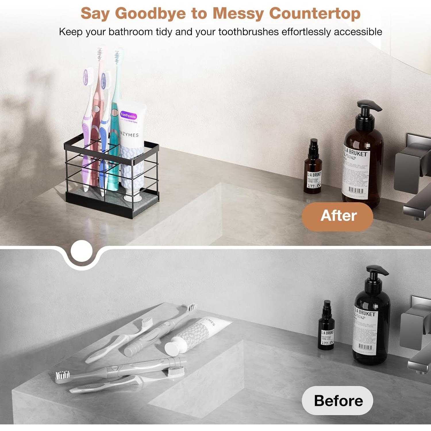 Soporte para Cepillos de Dientes MOJOHAND Acero Inoxidable Negro