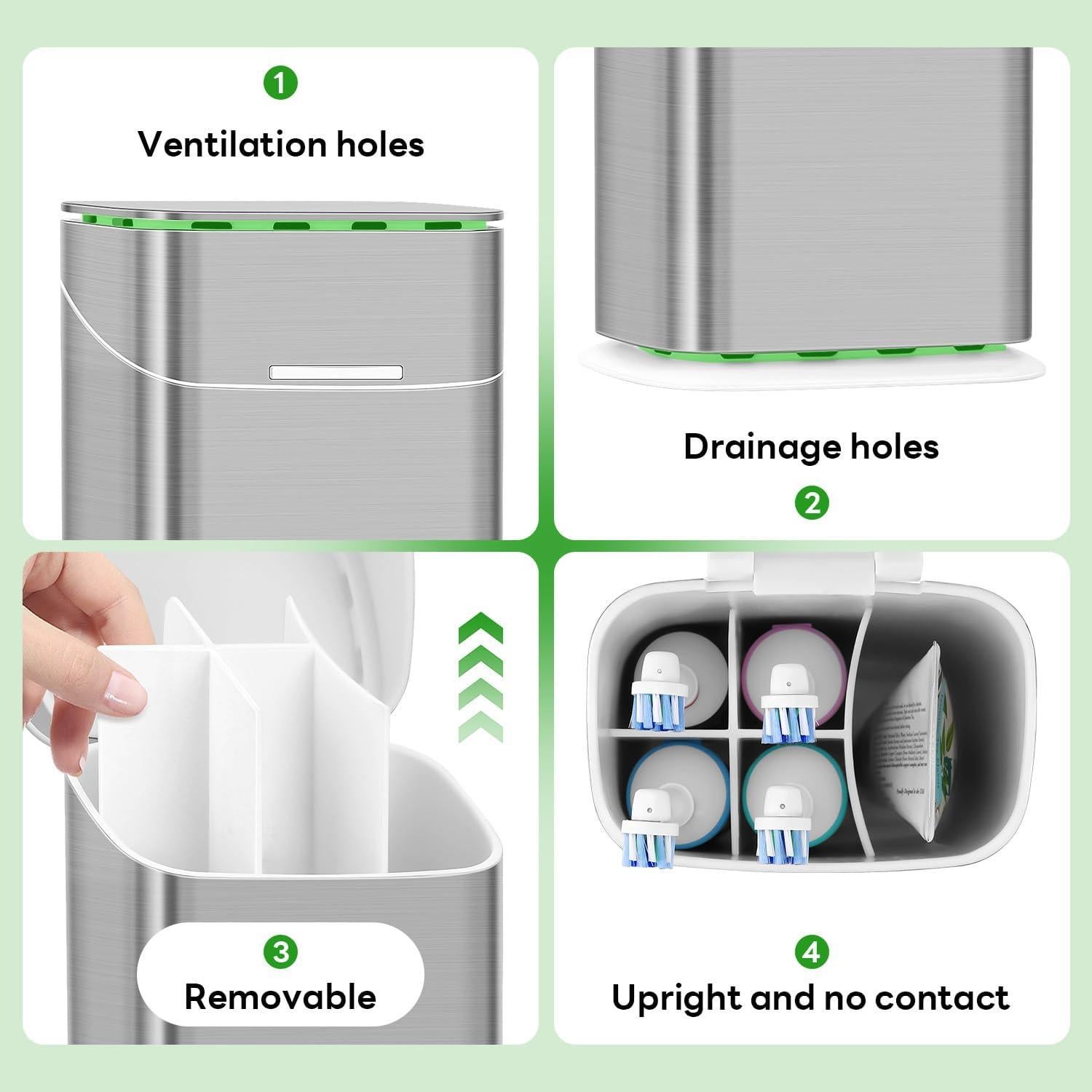 Soporte para Cepillos de Dientes Eléctricos GFWARE Plateado