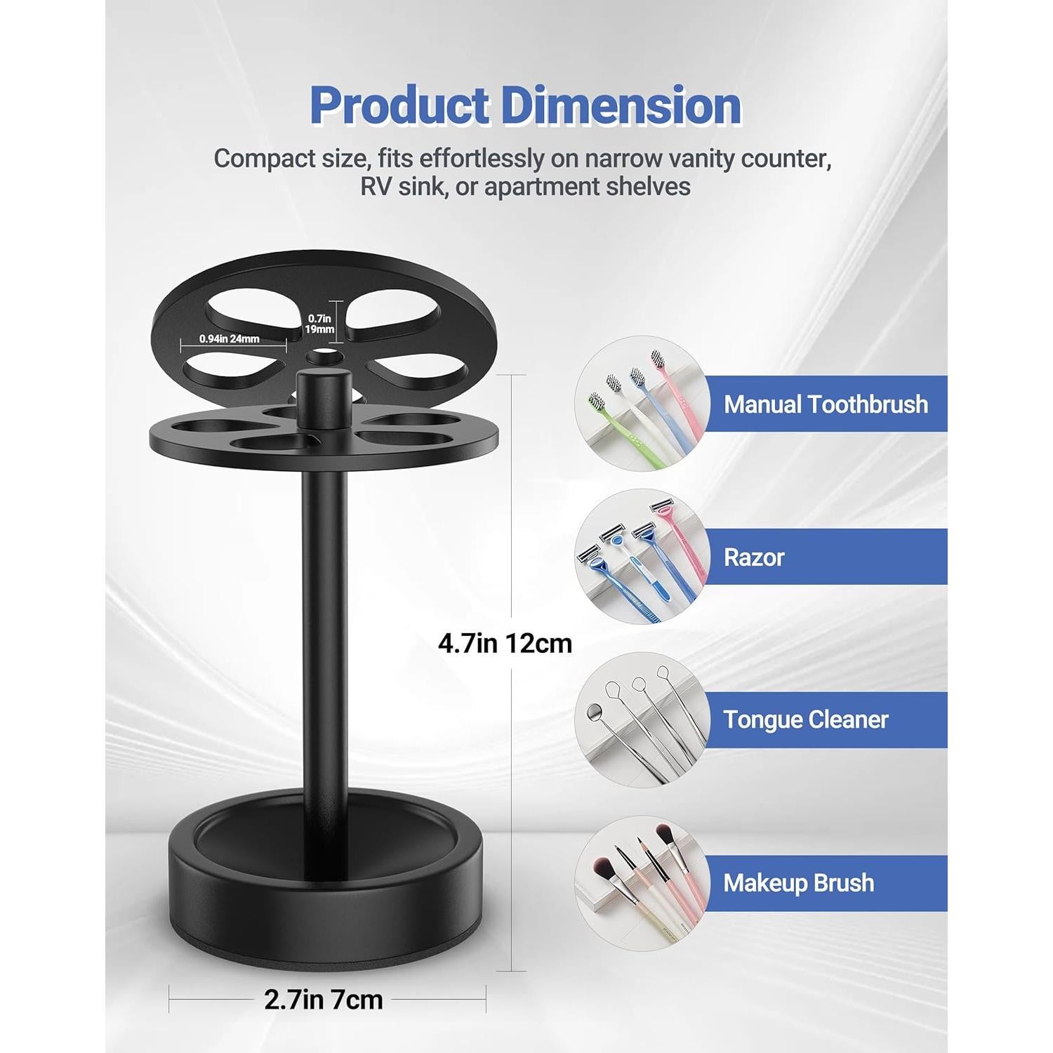 Soporte para Cepillos de Dientes Oasiteege Negro Ventilado