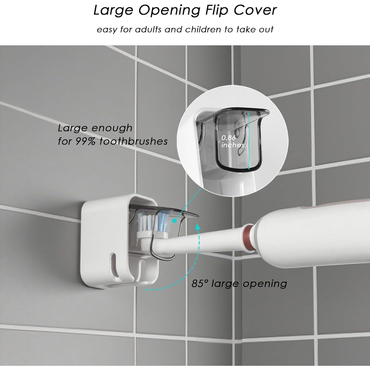 Soporte de Cepillo de Dientes TASEVO Mini Montado en Pared 2PCS