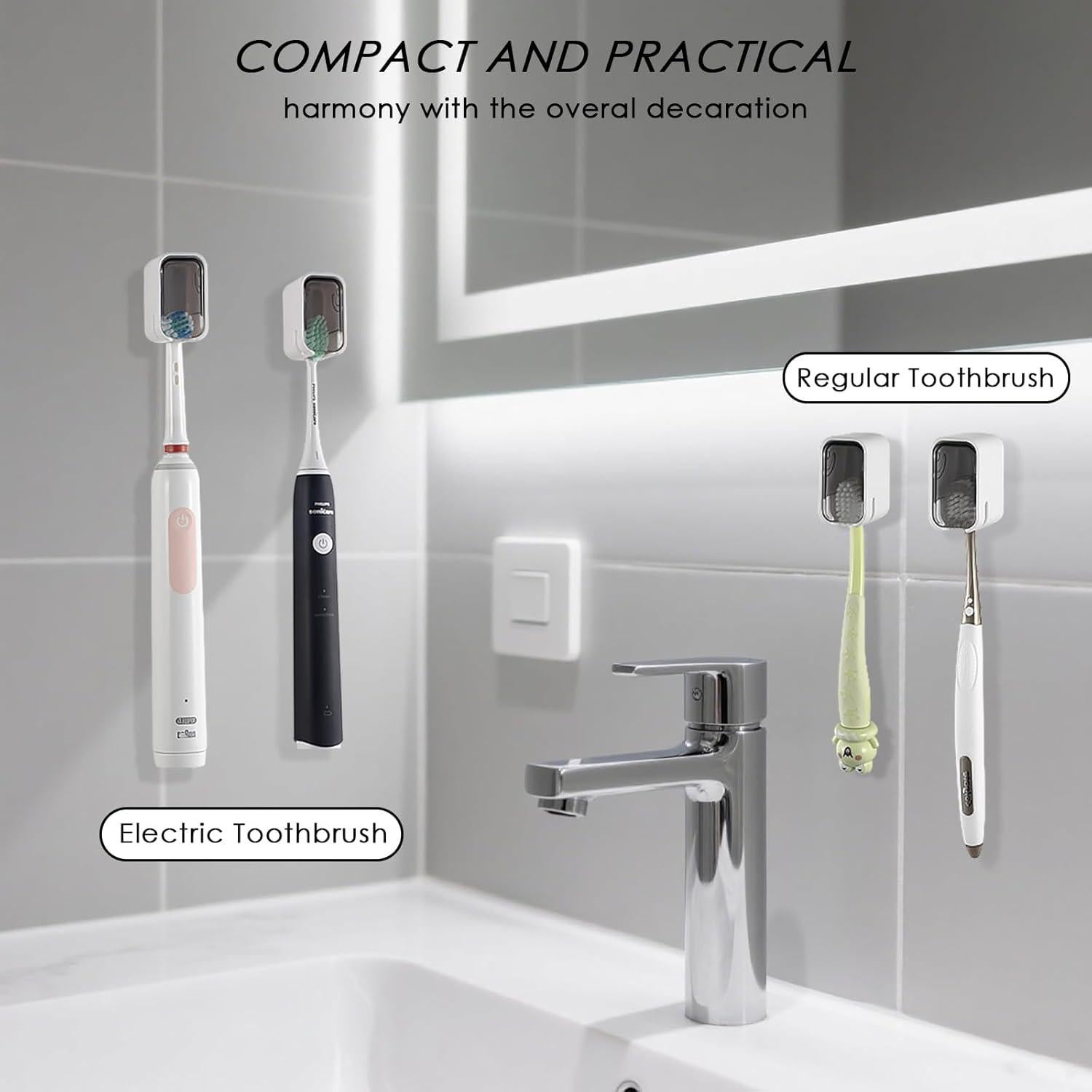 Soporte de Cepillo de Dientes TASEVO Mini Montado en Pared 2PCS