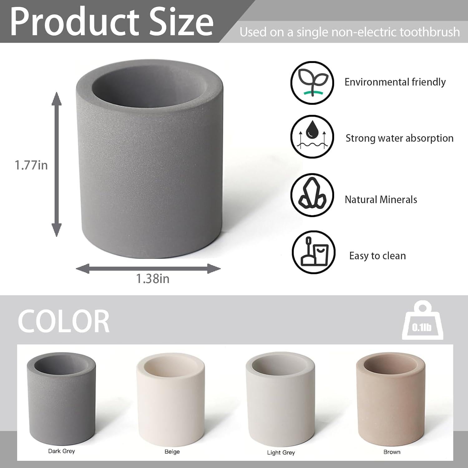 Soporte de Cepillo de Dientes Diatomita DiatZeno Gris Claro