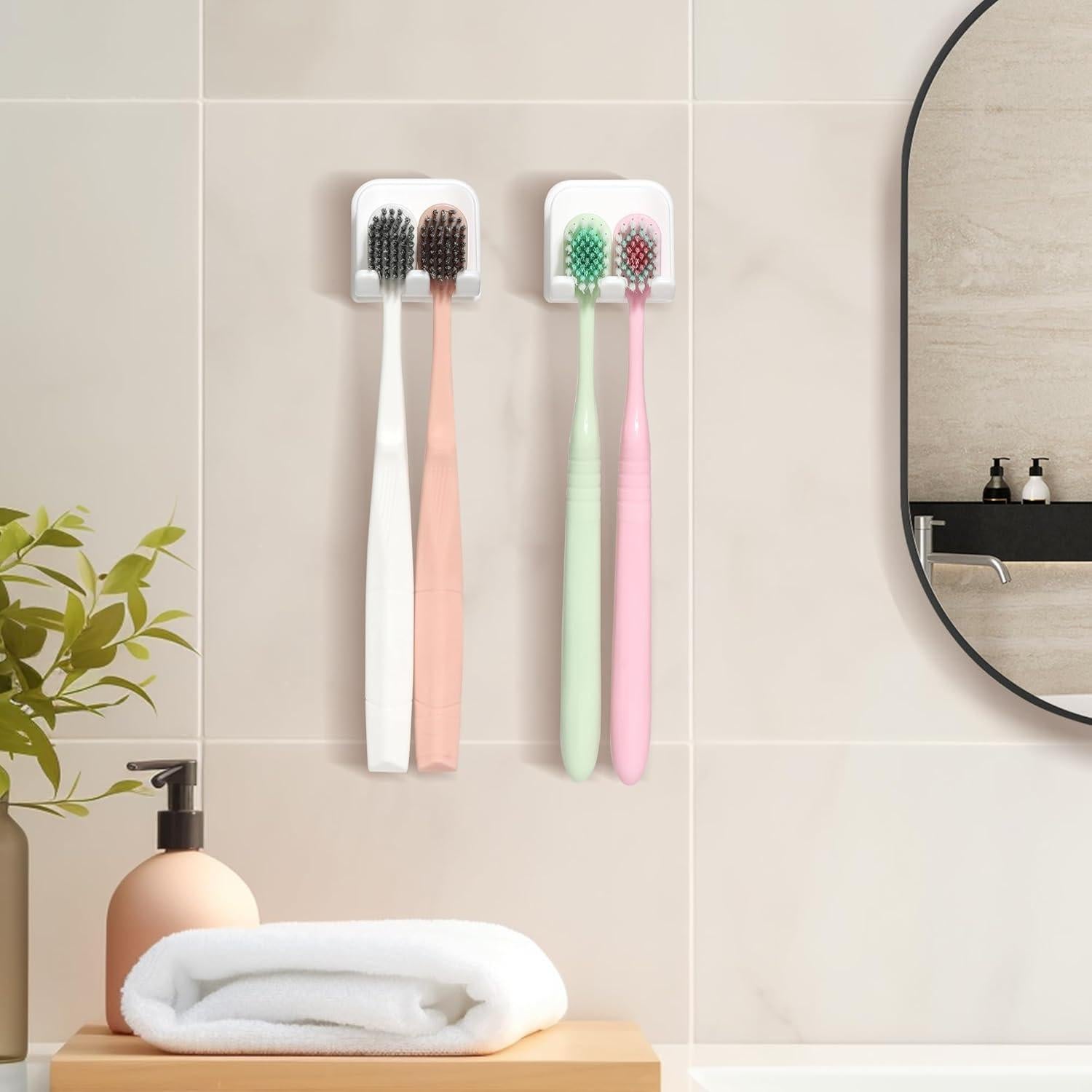 Juego de 2 Soportes para Cepillos de Dientes Moodefing Blancos