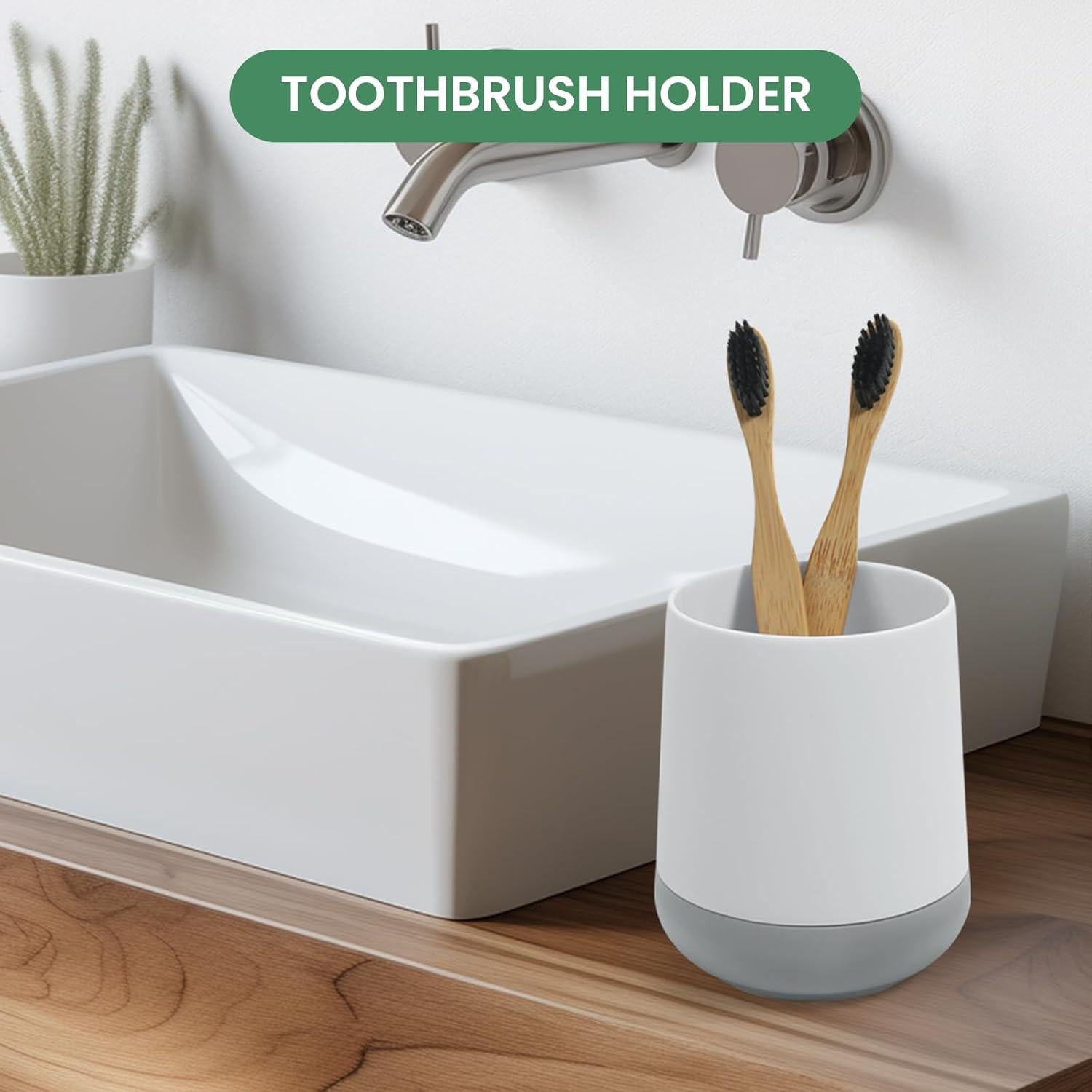 Soporte para Cepillos de Dientes GAHEFY Blanco con Base de Silicona