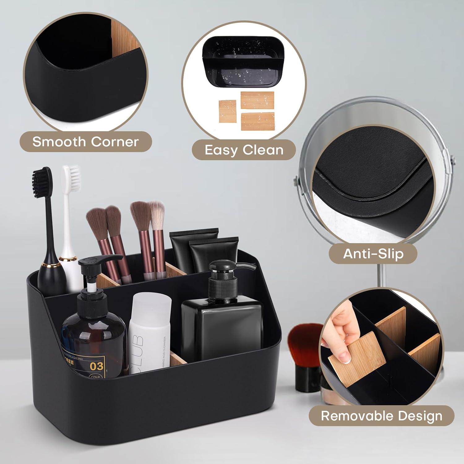 Soporte negro para cepillos de dientes Ayswupt, 5 compartimentos