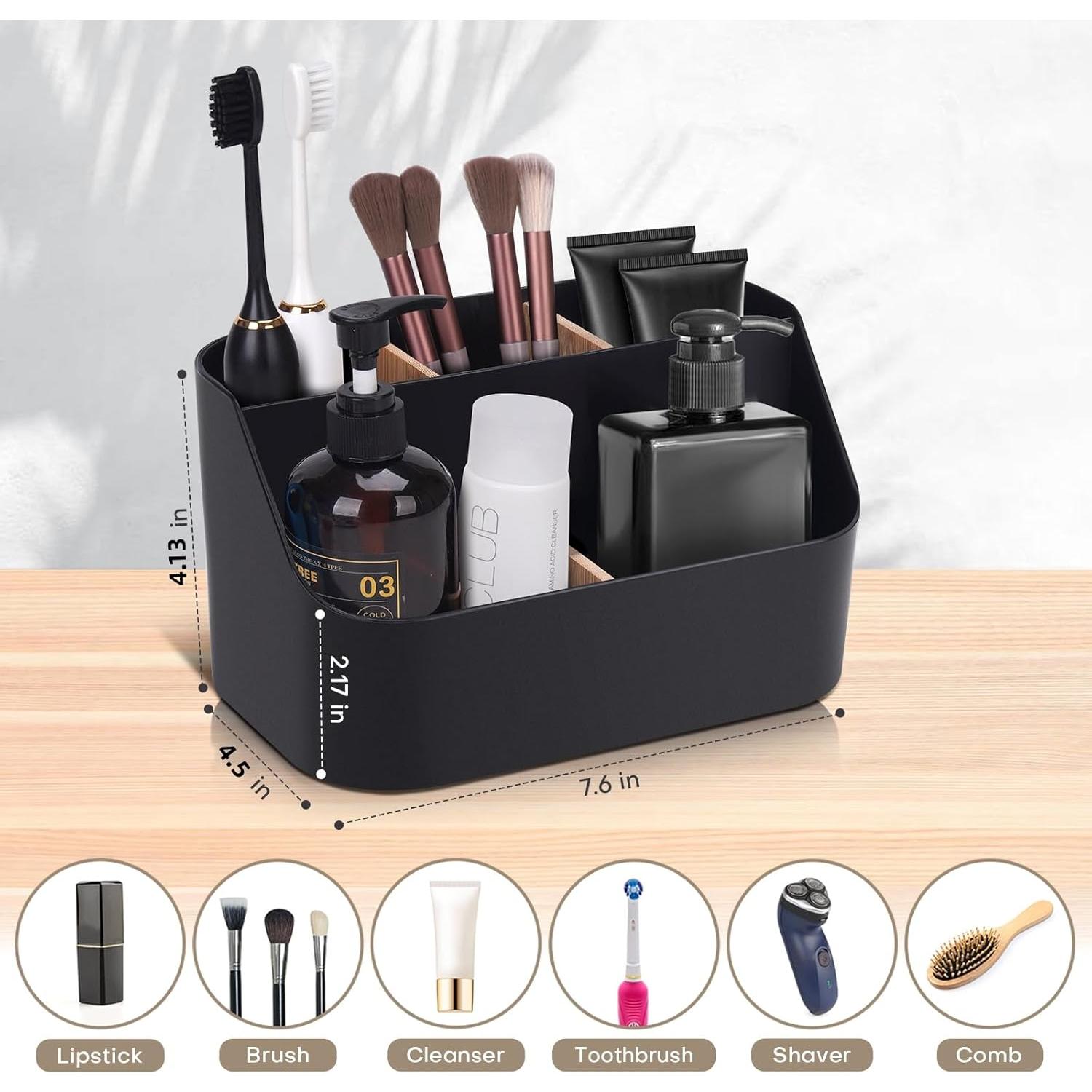 Soporte negro para cepillos de dientes Ayswupt, 5 compartimentos