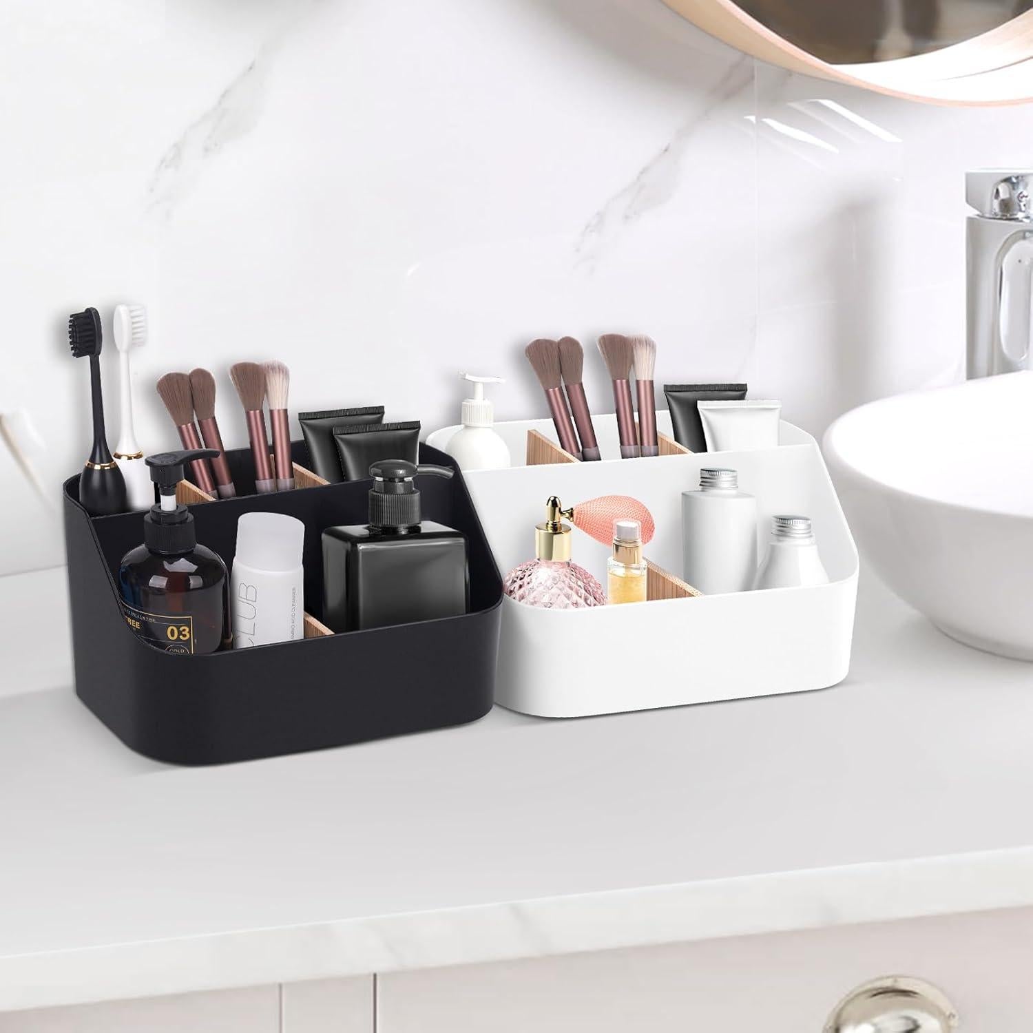 Soporte negro para cepillos de dientes Ayswupt, 5 compartimentos