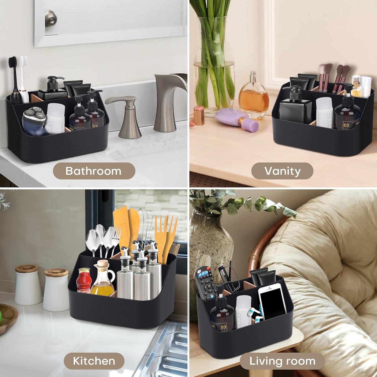 Soporte negro para cepillos de dientes Ayswupt, 5 compartimentos