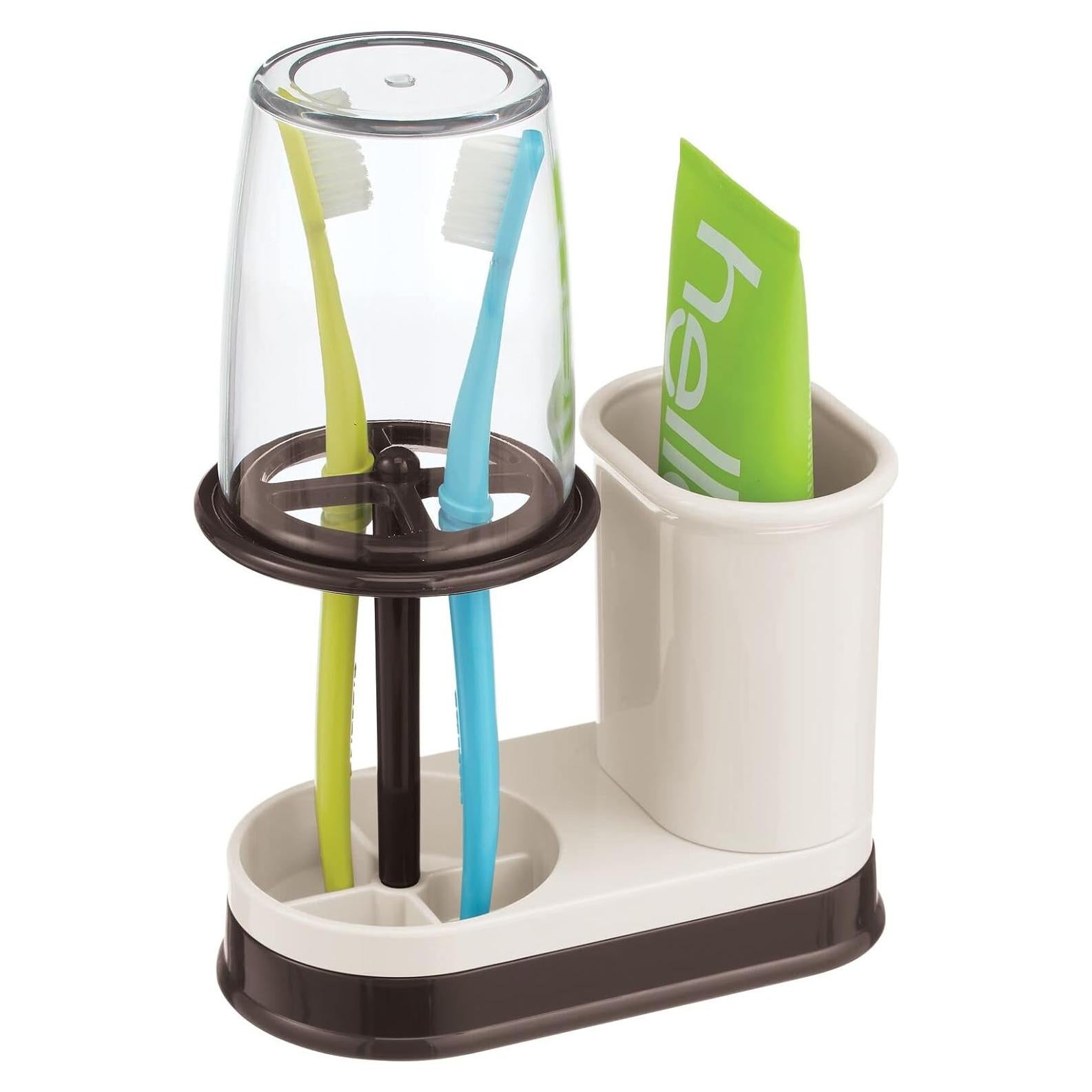 Soporte Organizador de Baño mDesign Hyde - Crema/Bronce, 4 Compartimentos