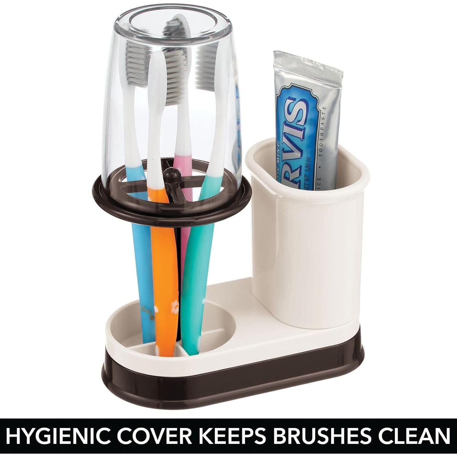 Soporte Organizador de Baño mDesign Hyde - Crema/Bronce, 4 Compartimentos