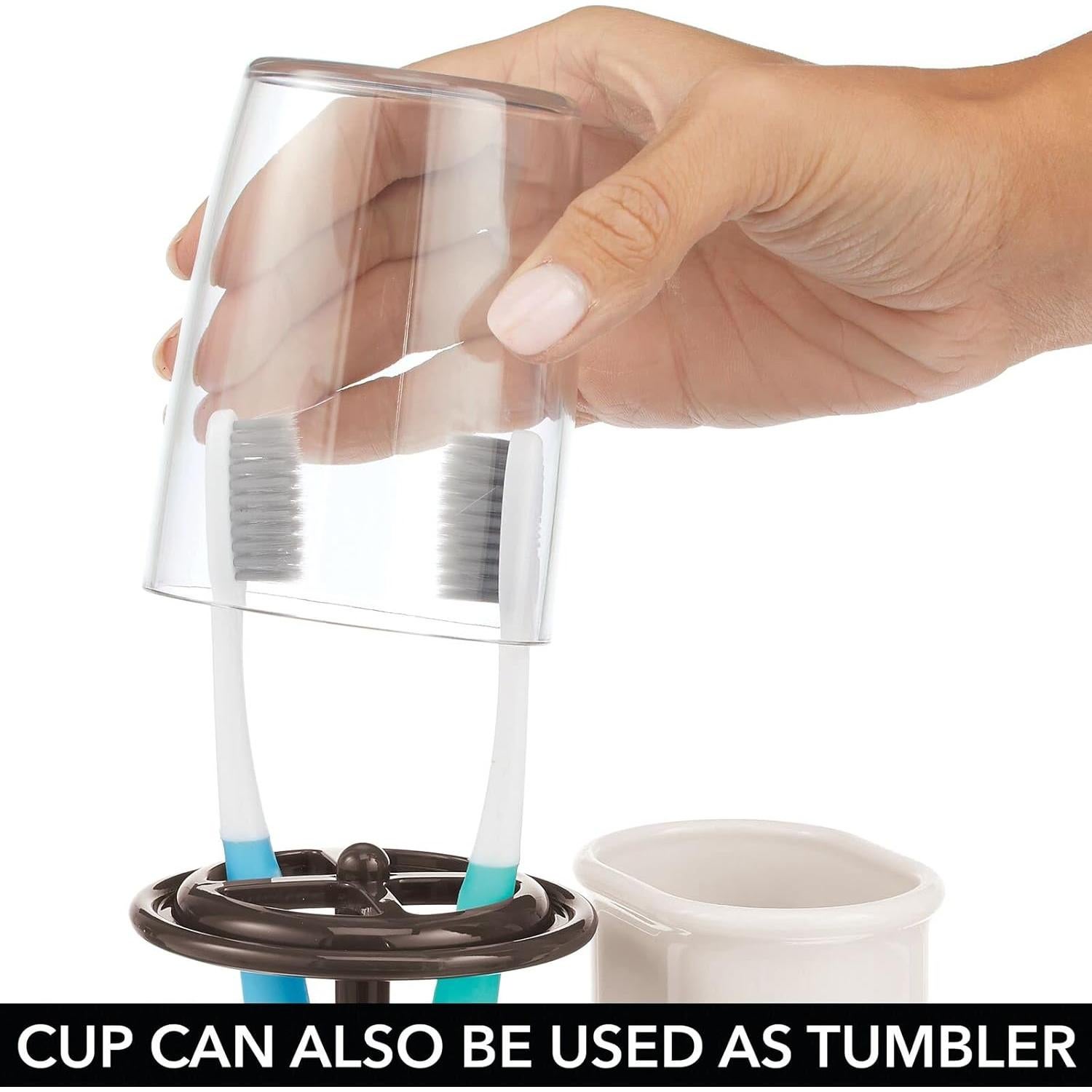 Soporte Organizador de Baño mDesign Hyde - Crema/Bronce, 4 Compartimentos