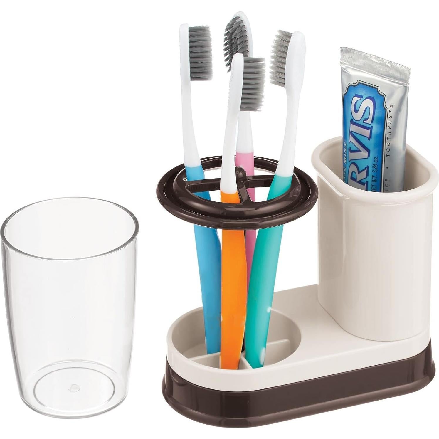 Soporte Organizador de Baño mDesign Hyde - Crema/Bronce, 4 Compartimentos