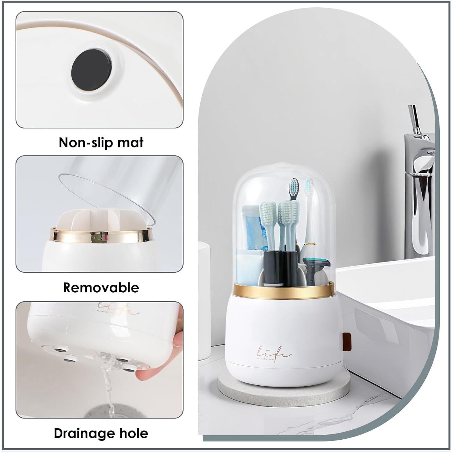 Soporte para Cepillos de Dientes EXIN DECHEN R55 Blanco con Tapa