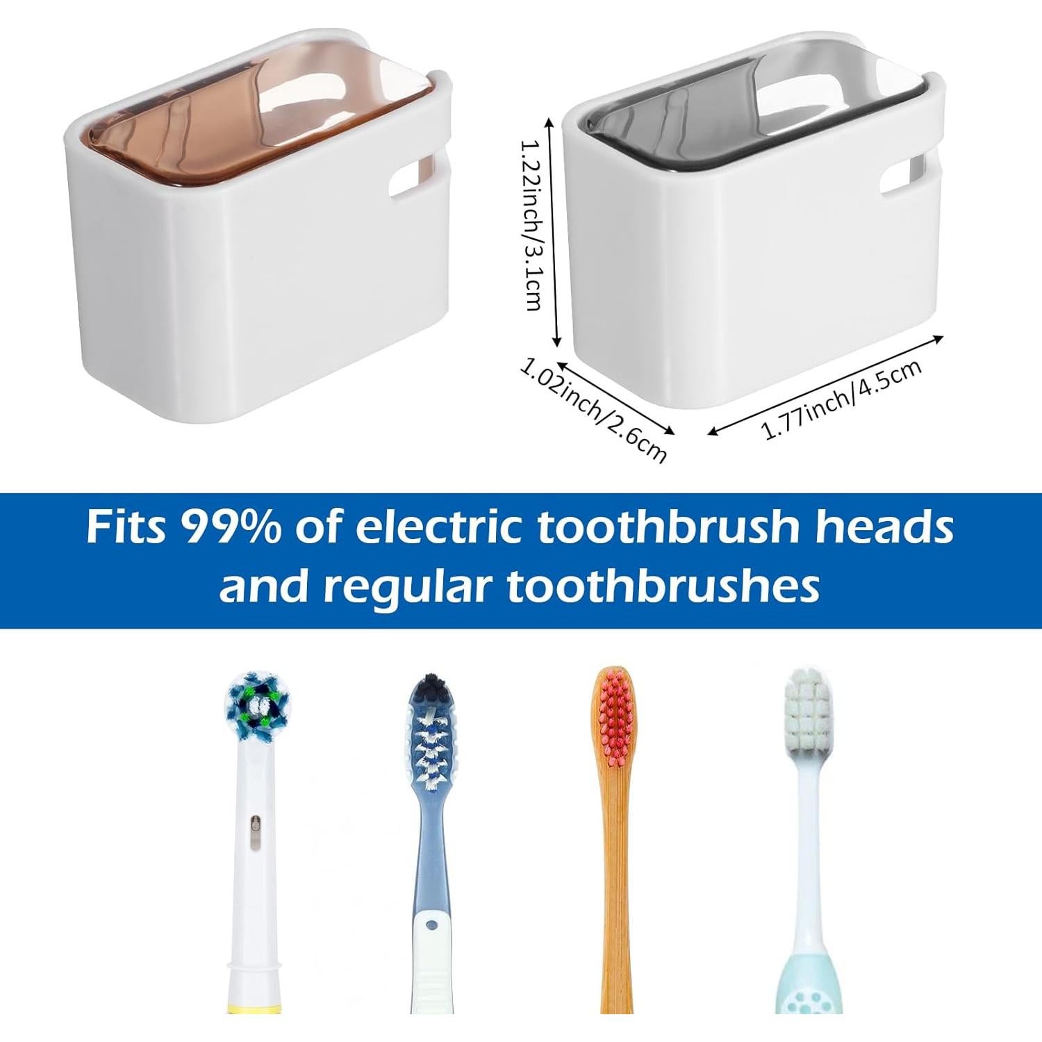 Soporte de cepillo de dientes de pared Bremorou 2 piezas gris marrón