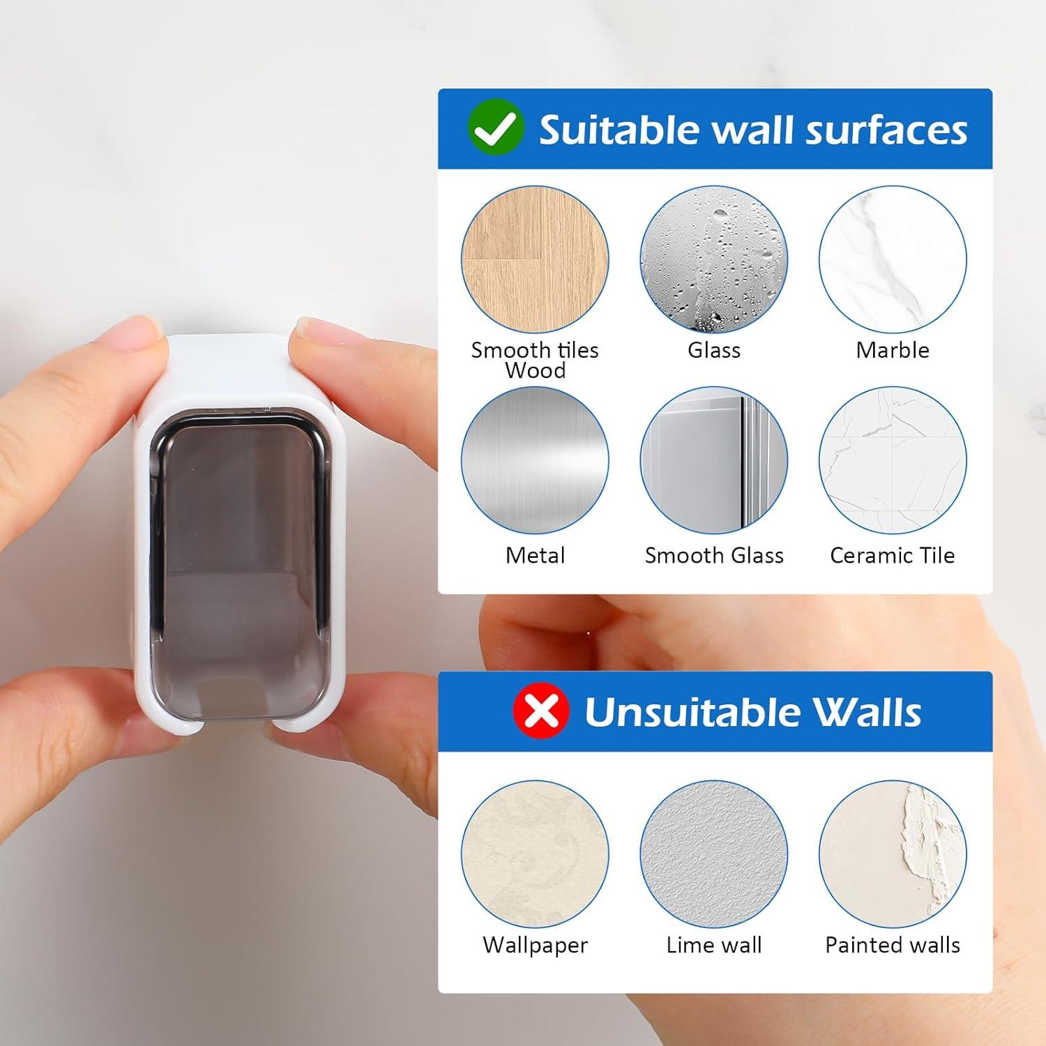 Soporte de cepillo de dientes de pared Bremorou 2 piezas gris marrón