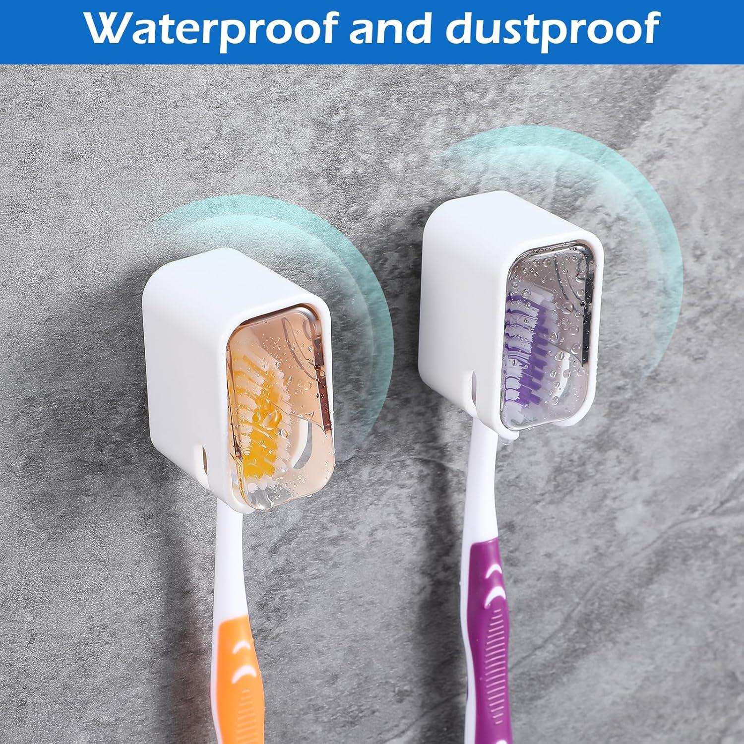 Soporte de cepillo de dientes de pared Bremorou 2 piezas gris marrón