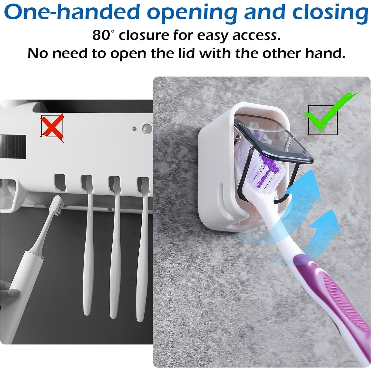 Soporte de cepillo de dientes de pared Bremorou 2 piezas gris marrón