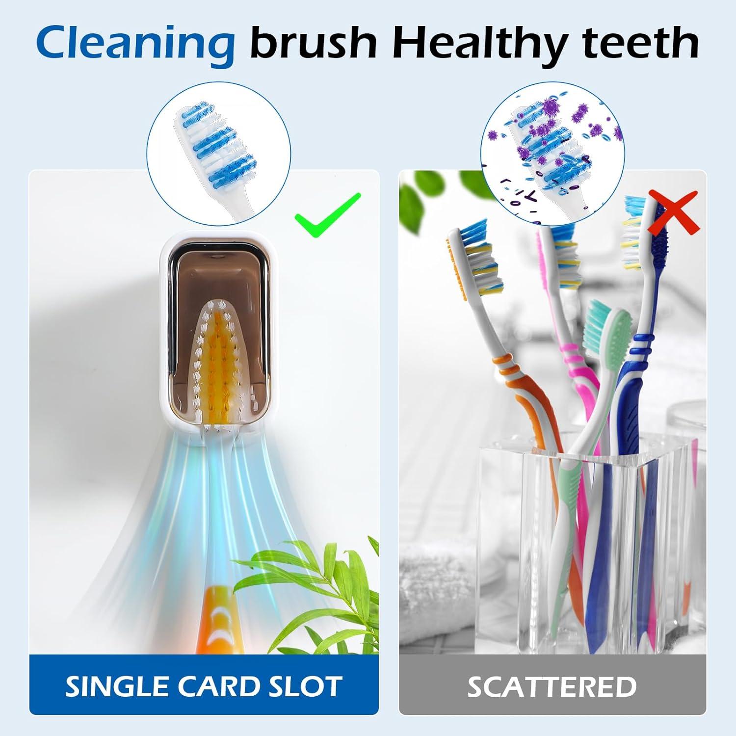 Soporte de cepillo de dientes de pared Bremorou 2 piezas gris marrón