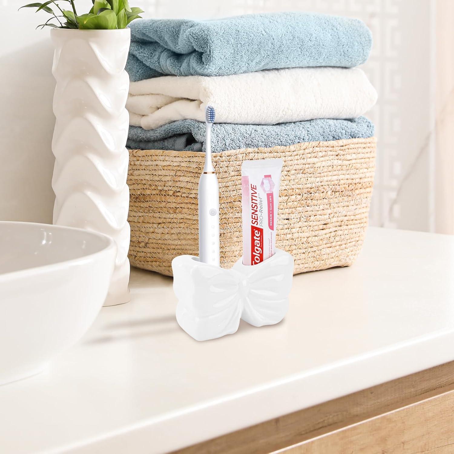 Soporte de Cepillo de Dientes Cerámica Biiange Blanco Lazo