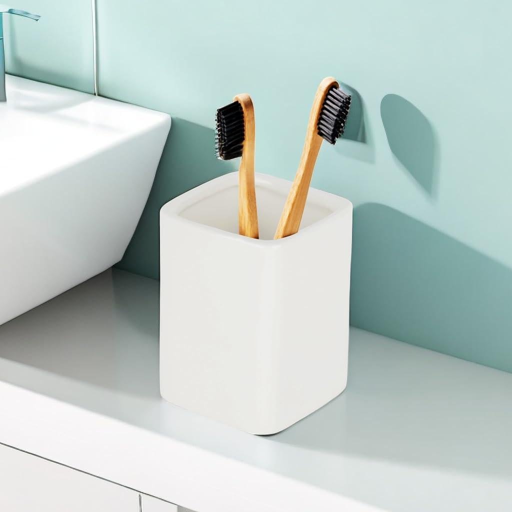 Soporte para Cepillos de Dientes Cerámica Louie Silna Blanco 8x9cm