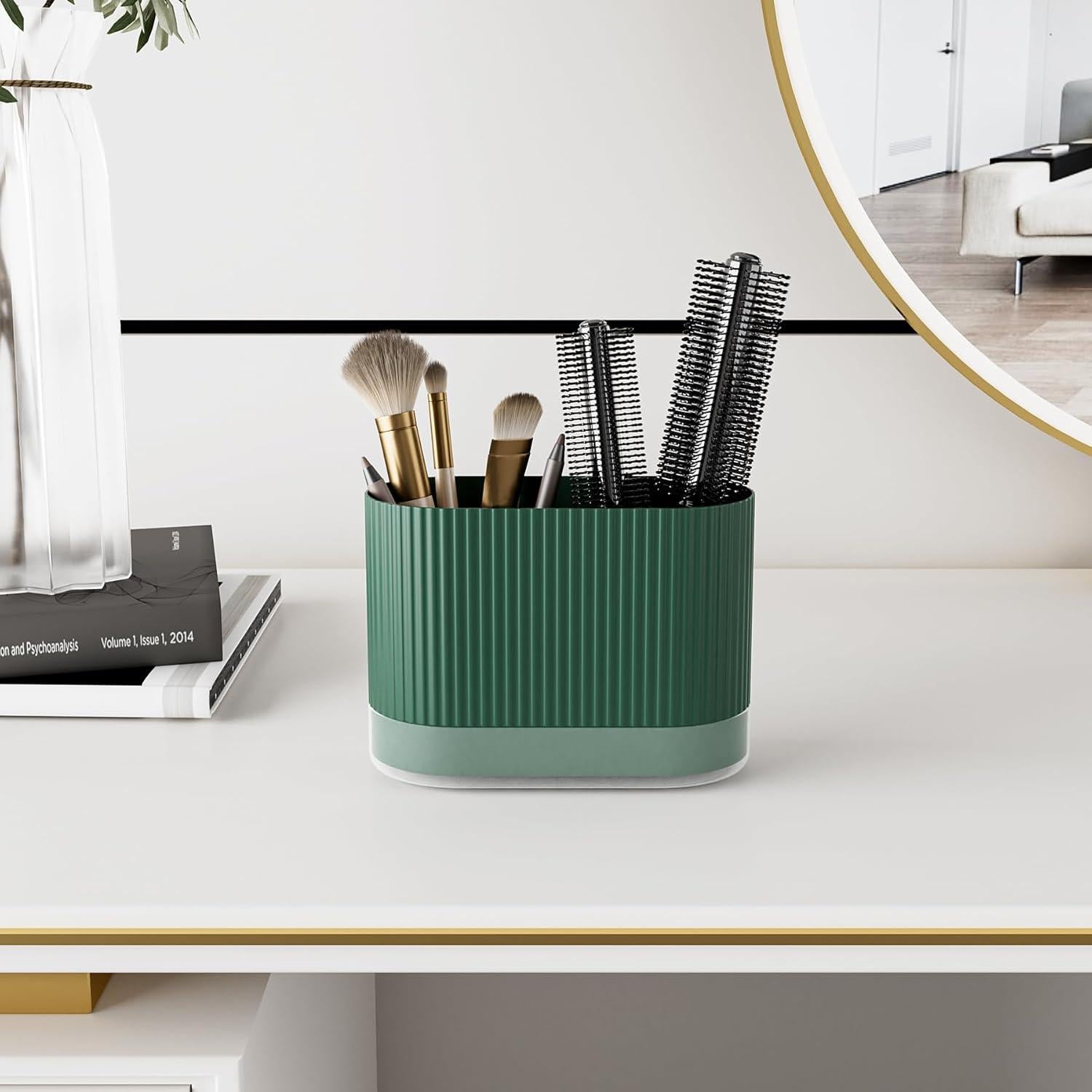 Soporte de Cepillo de Dientes Verde JDOTL con Drenaje 2 Compartimentos