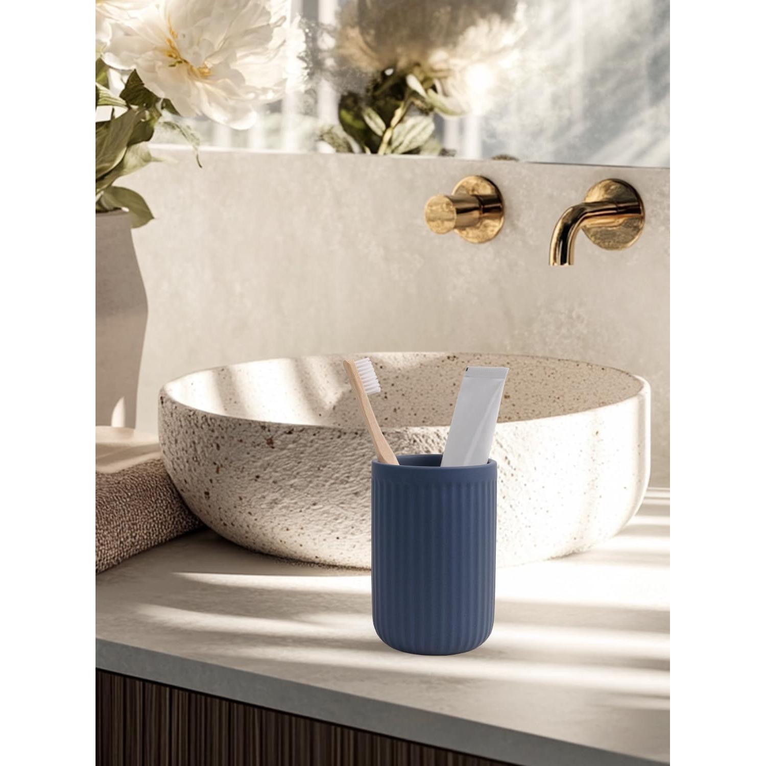 Soporte para Cepillos de Dientes Cerámica INGOFIN Azul Mate 348g