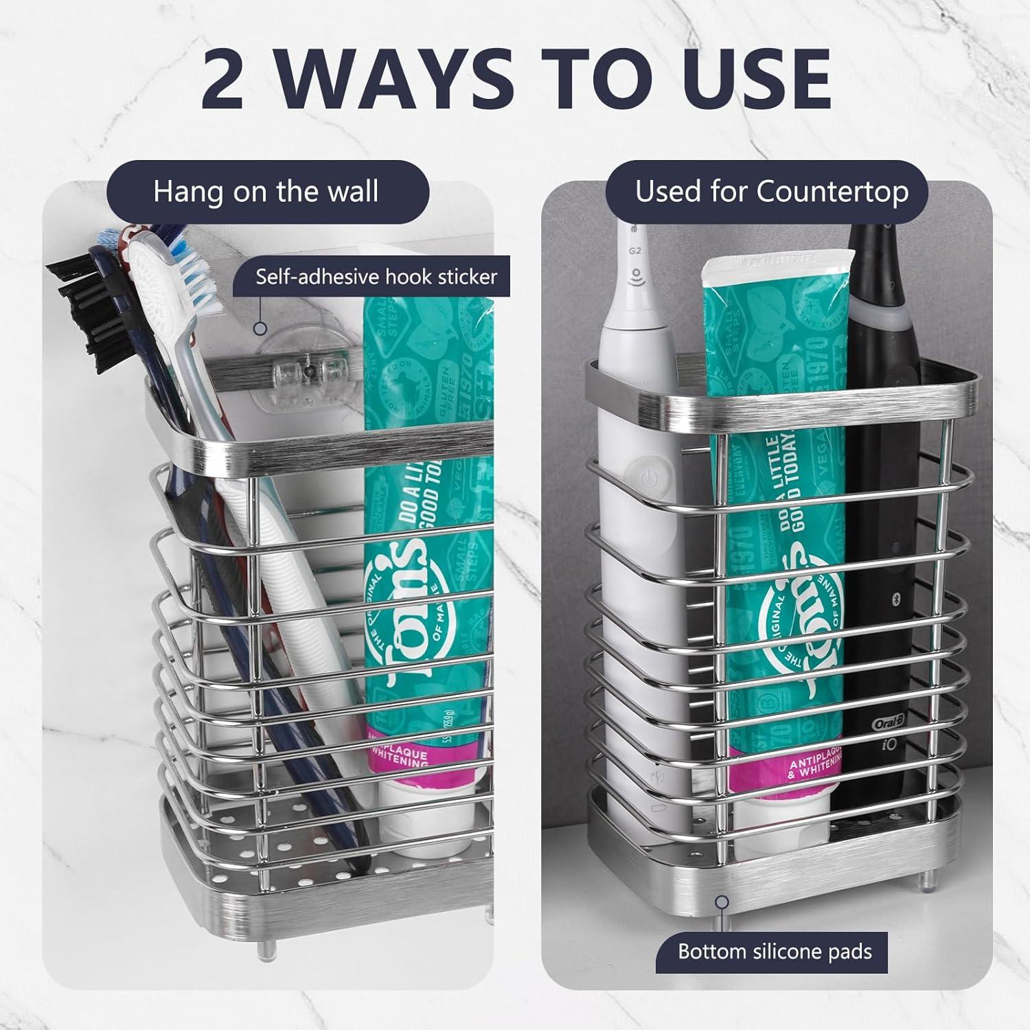 Soporte de Cepillo de Dientes LUEXBOX de Acero Inoxidable Plata