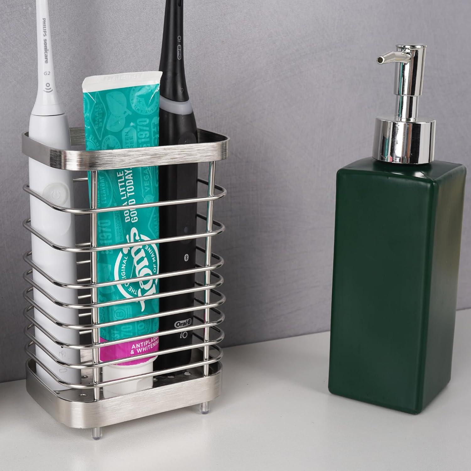 Soporte de Cepillo de Dientes LUEXBOX de Acero Inoxidable Plata