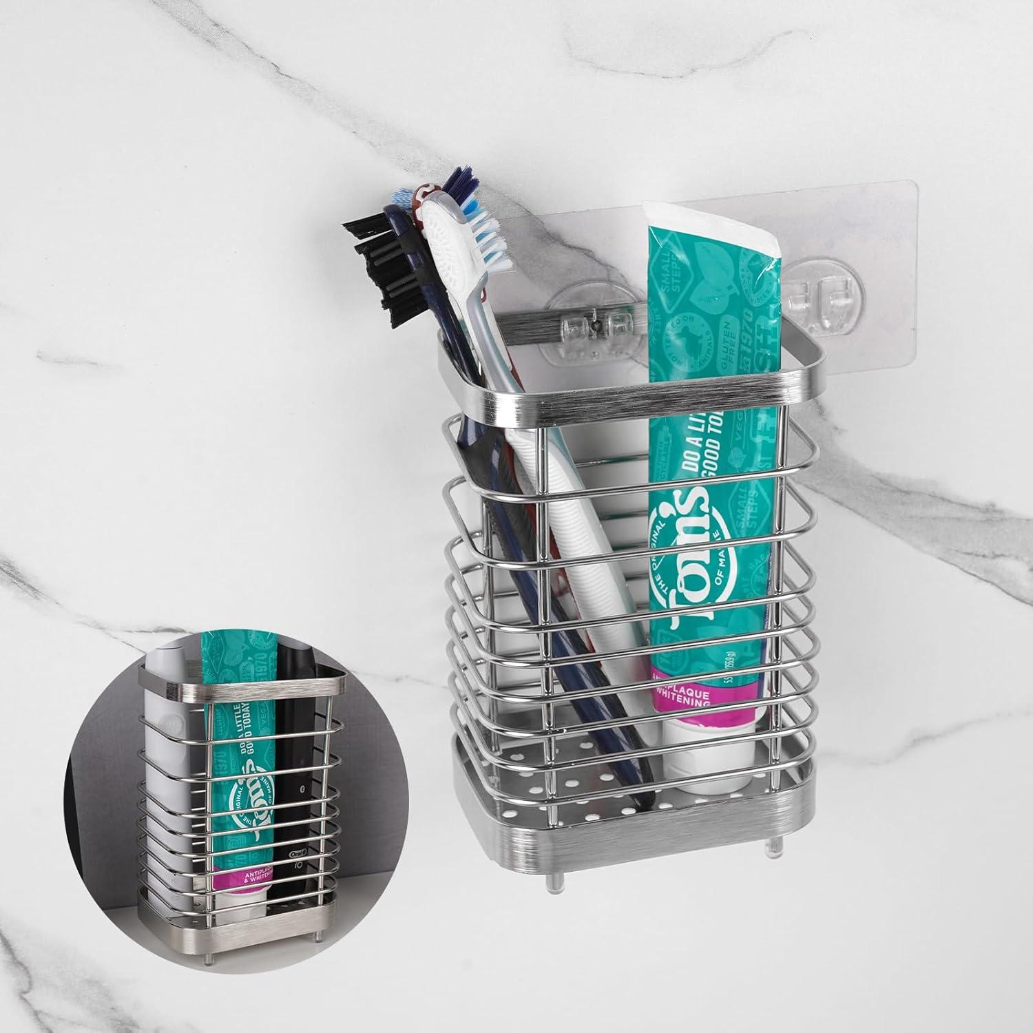 Soporte de Cepillo de Dientes LUEXBOX de Acero Inoxidable Plata