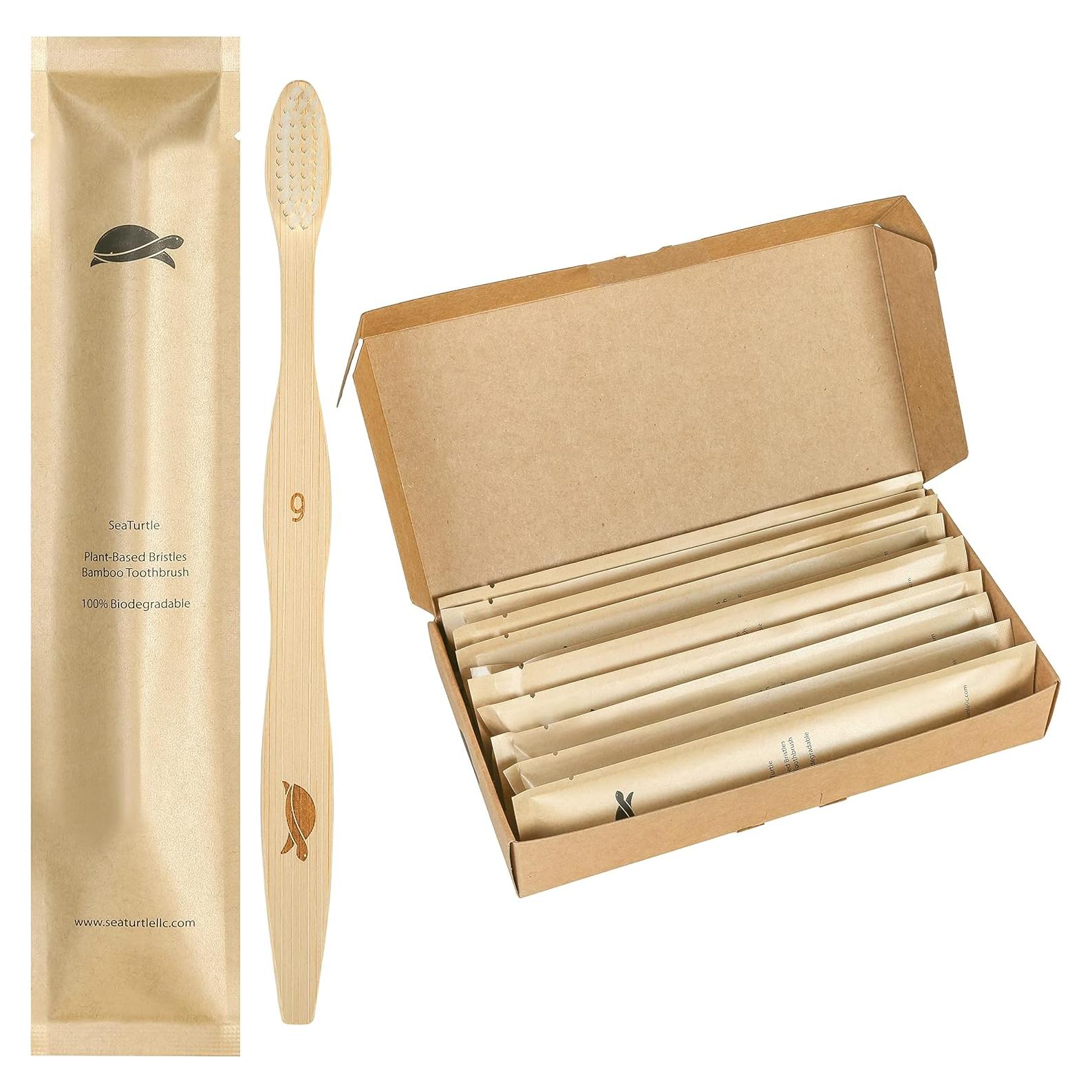 Cepillos de Dientes de Bambú Sea Turtle - Paquete de 10 Unidades
