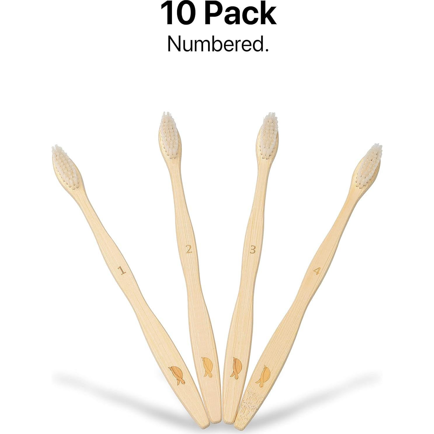 Cepillos de Dientes de Bambú Sea Turtle - Paquete de 10 Unidades