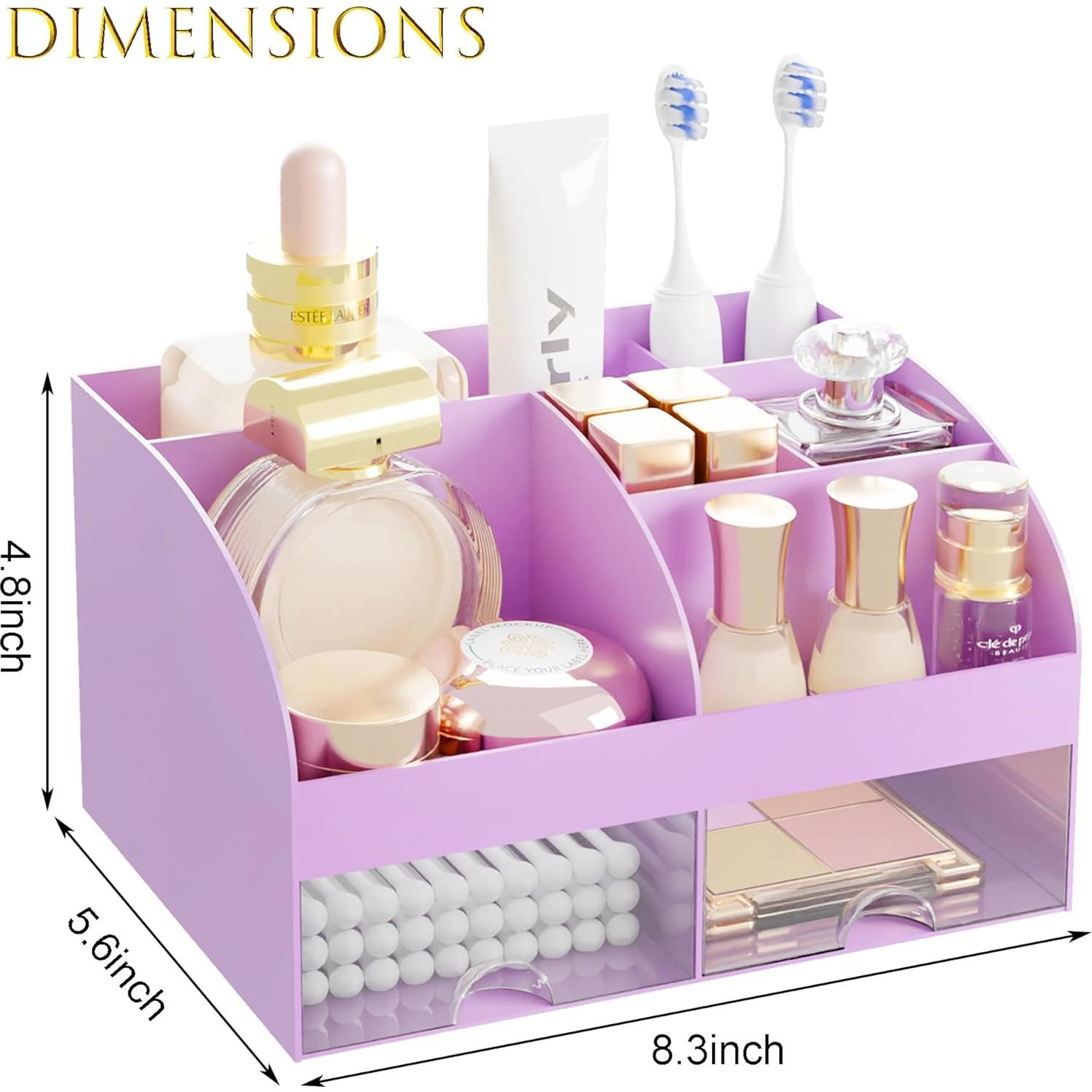 Organizador de Baño DIRZHX Morado con 6 Ranuras y Cajones