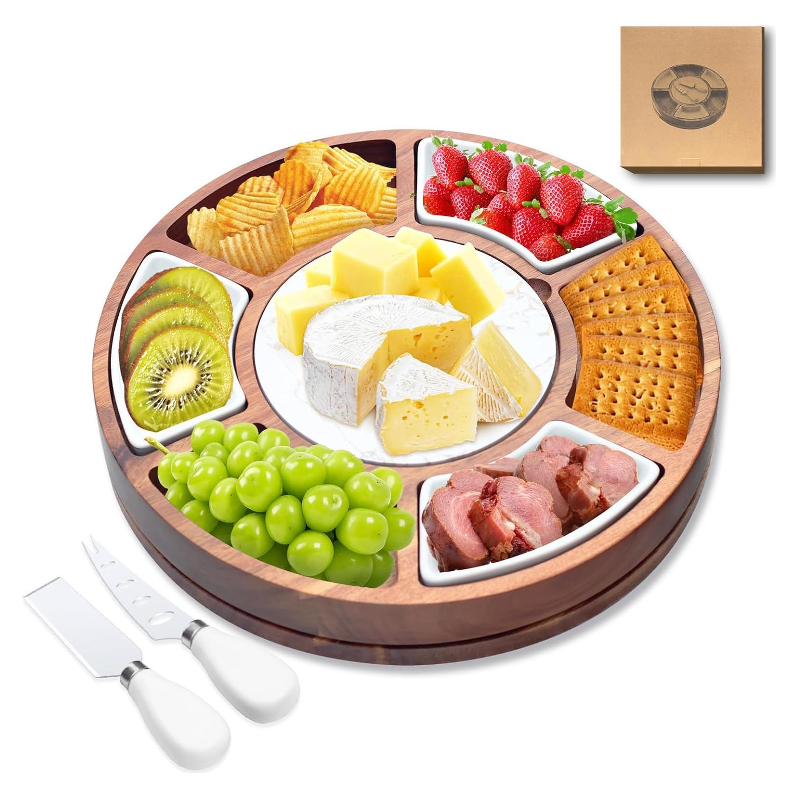 Tabla de Queso Rotativa EUMUU 34.3 cm con Enfriador y Cuencos