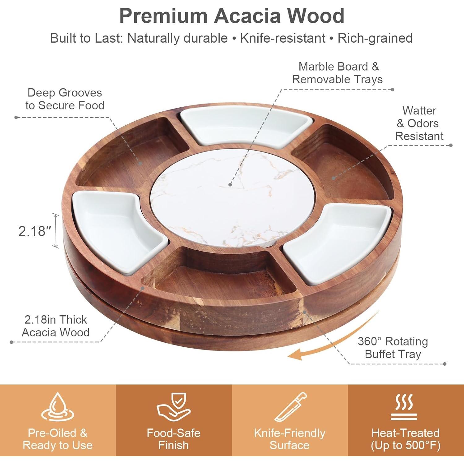 Tabla de Queso Rotativa EUMUU 34.3 cm con Enfriador y Cuencos