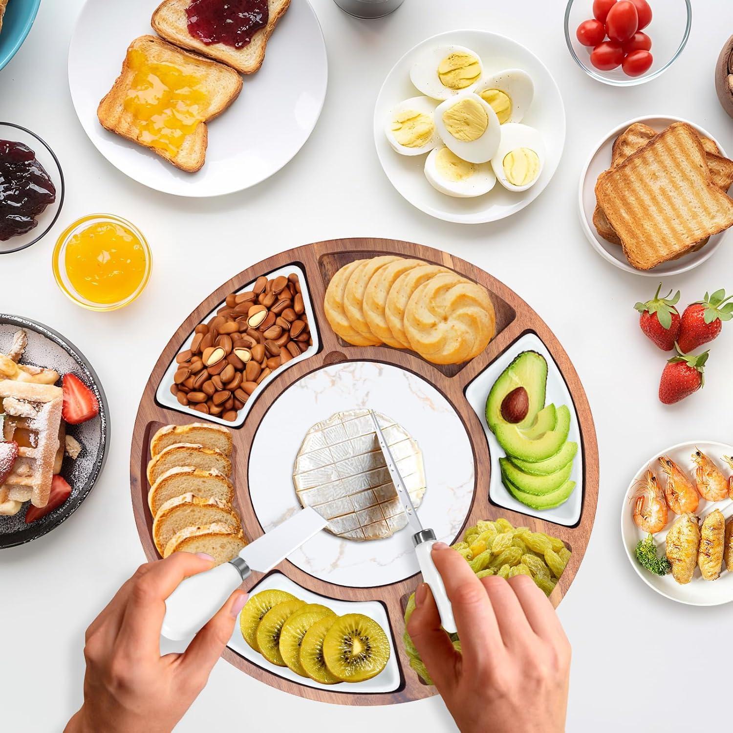 Tabla de Queso Rotativa EUMUU 34.3 cm con Enfriador y Cuencos