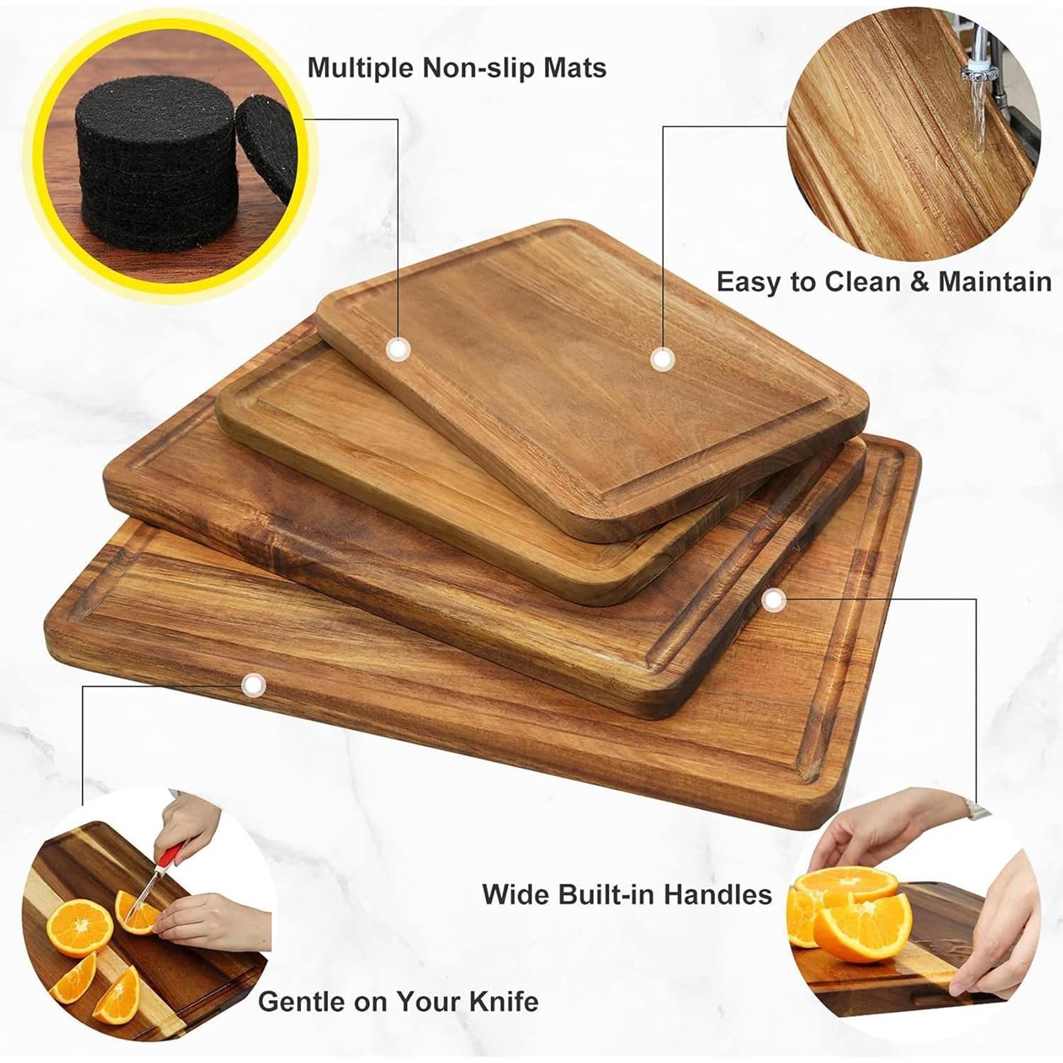 Juego de 6 Tablas de Cortar de Madera de Acacia Kionuicno 30 cm