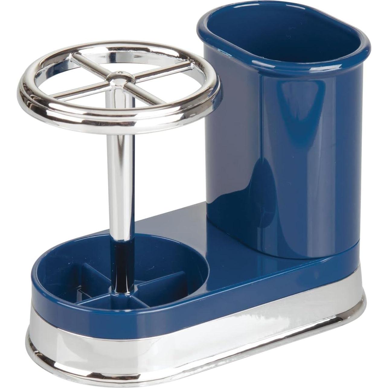 Organizador Dental mDesign Azul Marino/Cromo 4 Compartimentos